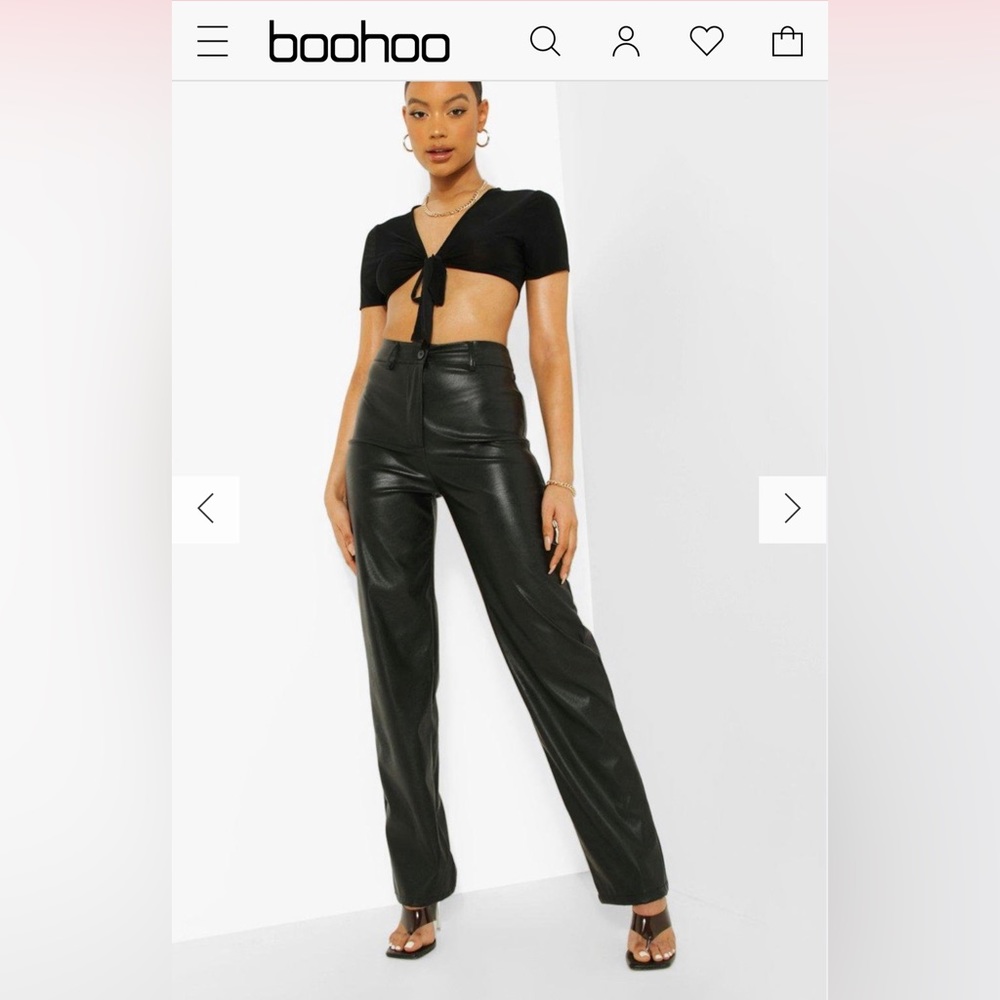 BRAND NEW: Wide Leg Faux Leather Pants from Boohoo